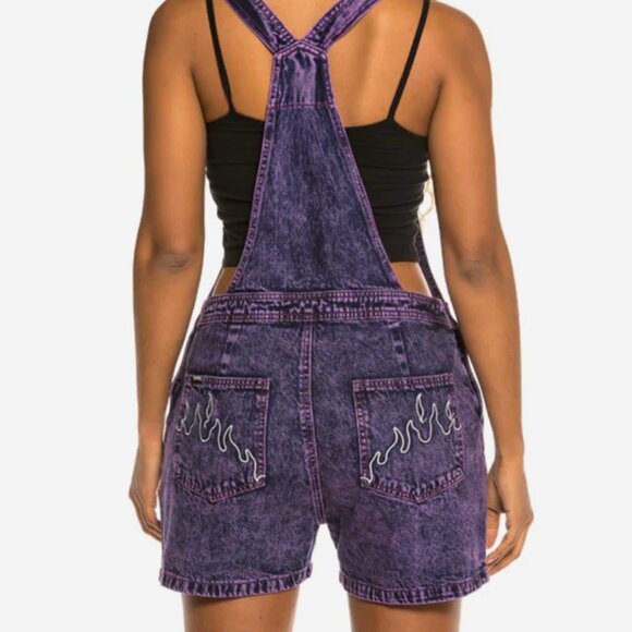 GRMY Purple flame shorts overalls - size small - Picture 2 of 5